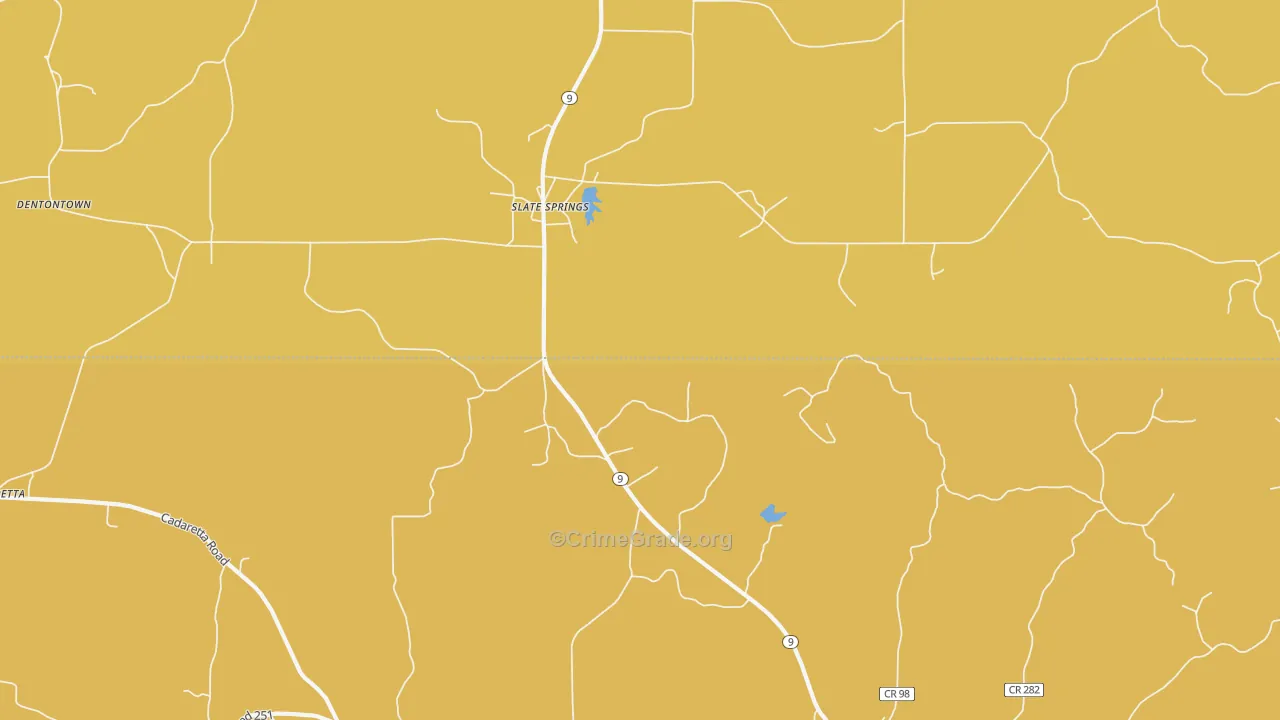 Slate Springs, MS Map of Burglary Rates