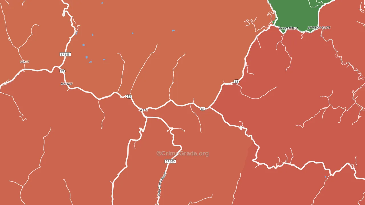 Slate, VA Map of Burglary Rates