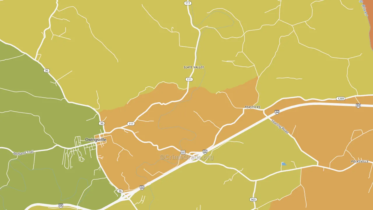 Slate Valley, KY Map of Burglary Rates