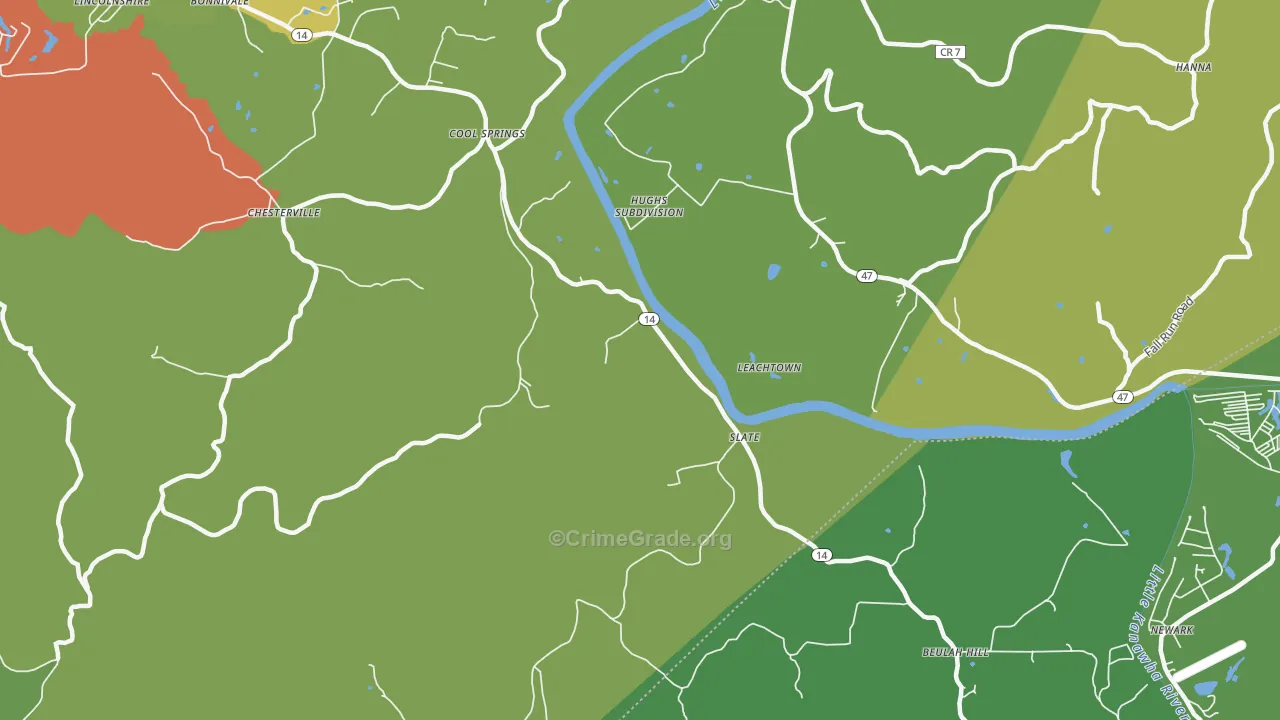 Slate, WV Map of Burglary Rates