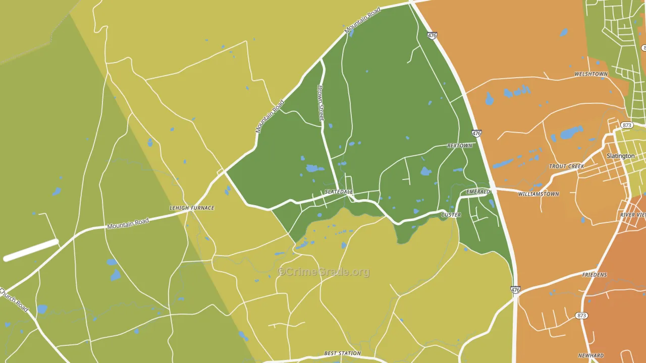 Slatedale, PA Map of Burglary Rates