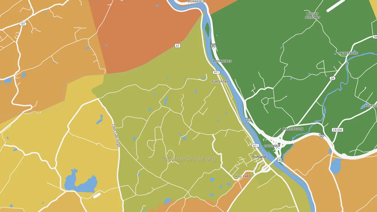 Slateford, PA Map of Burglary Rates
