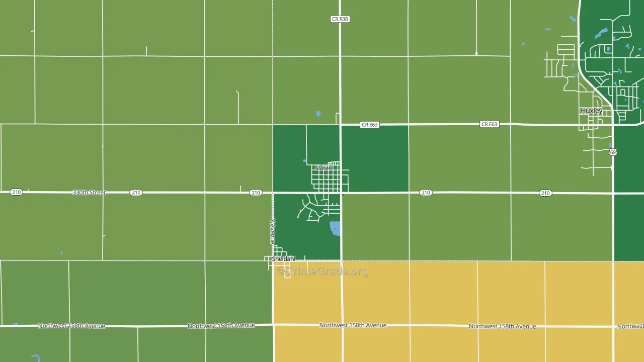Slater, IA Map of Burglary Rates