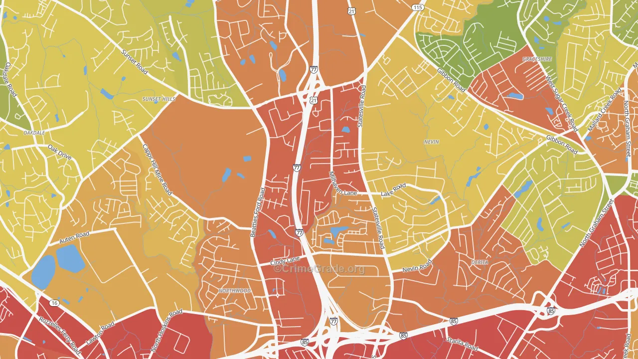 Slater Park, Charlotte, NC Map of Burglary Rates
