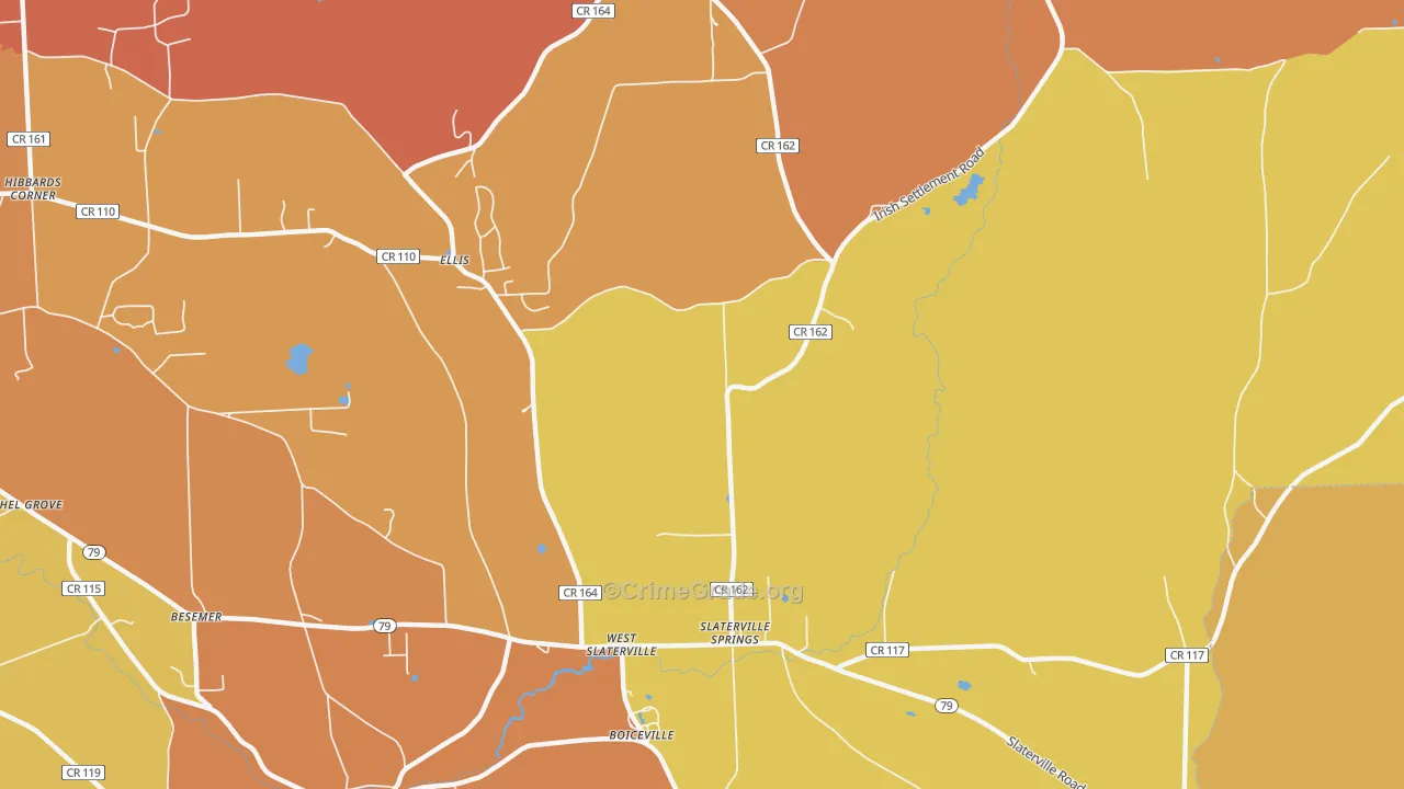 Slaterville Springs, NY Map of Burglary Rates