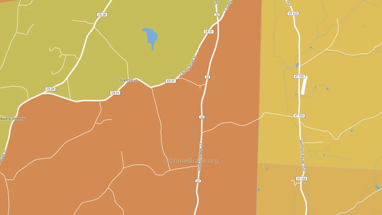 Slateville, NY Map of Burglary Rates