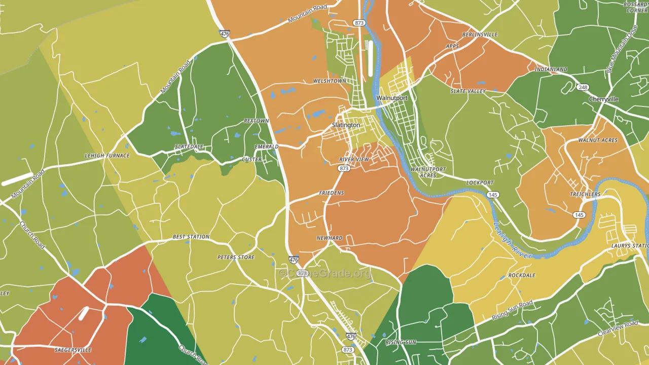 Slatington, PA Map of Burglary Rates