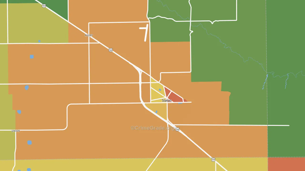 Slaton, TX Map of Burglary Rates