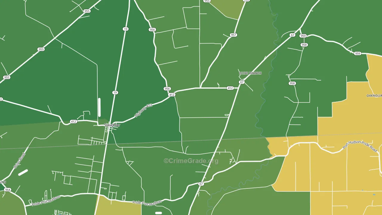 Slaughter, LA Map of Burglary Rates