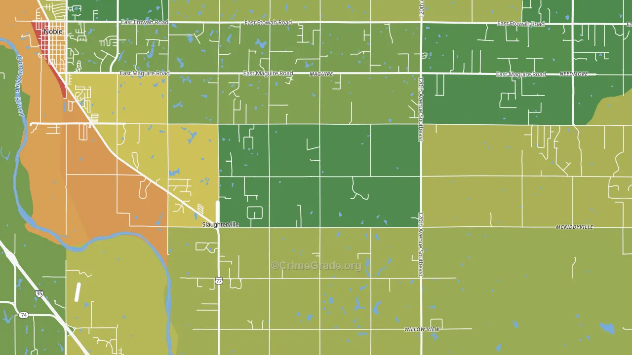 Slaughterville, OK Map of Burglary Rates