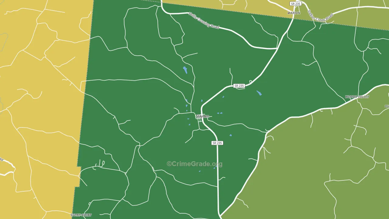 Slayden, TN Map of Burglary Rates