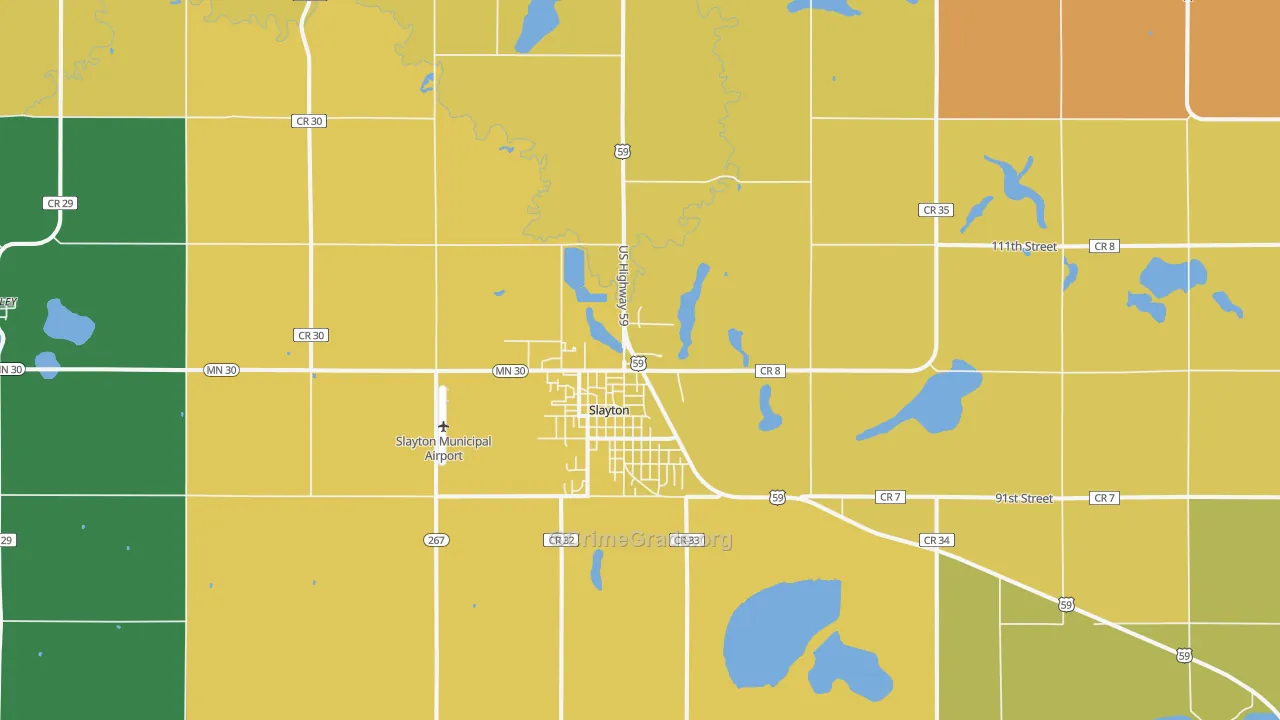 Slayton, MN Map of Burglary Rates