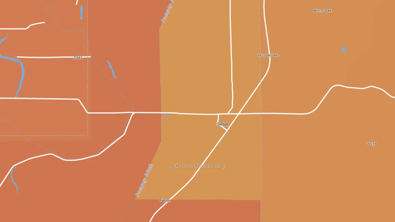 Sledge, MS Map of Burglary Rates