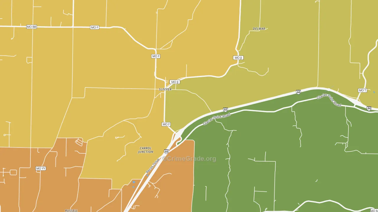 Sleeper, MO Map of Burglary Rates
