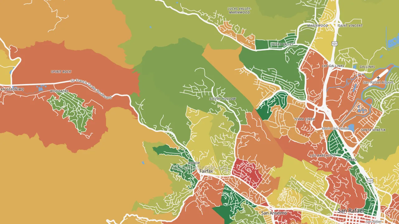 Sleepy Hollow, CA Map of Burglary Rates