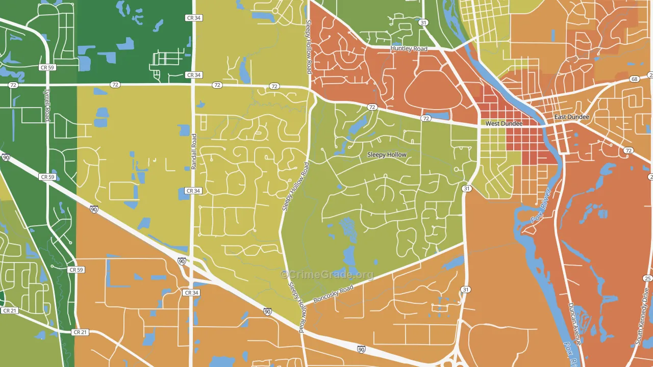 Sleepy Hollow, IL Map of Burglary Rates