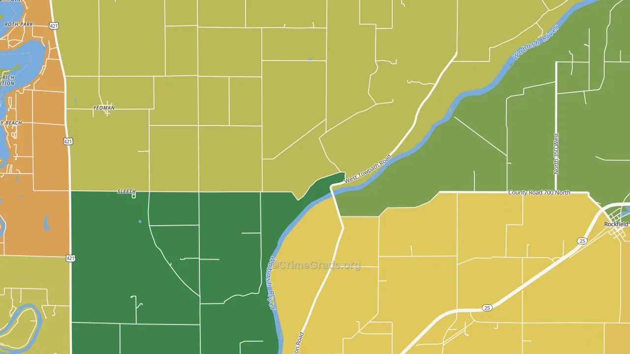 Sleeth, IN Map of Burglary Rates