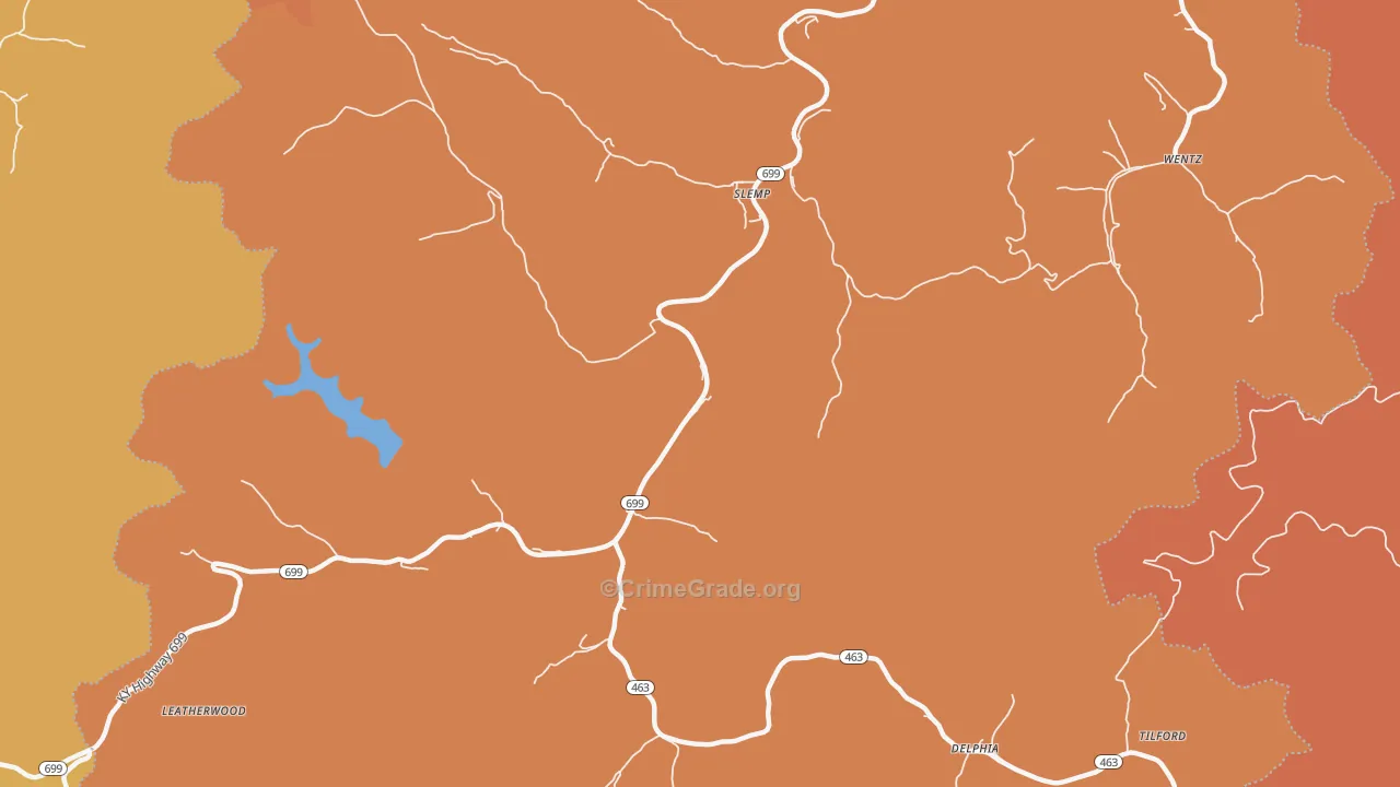 Slemp, KY Map of Burglary Rates