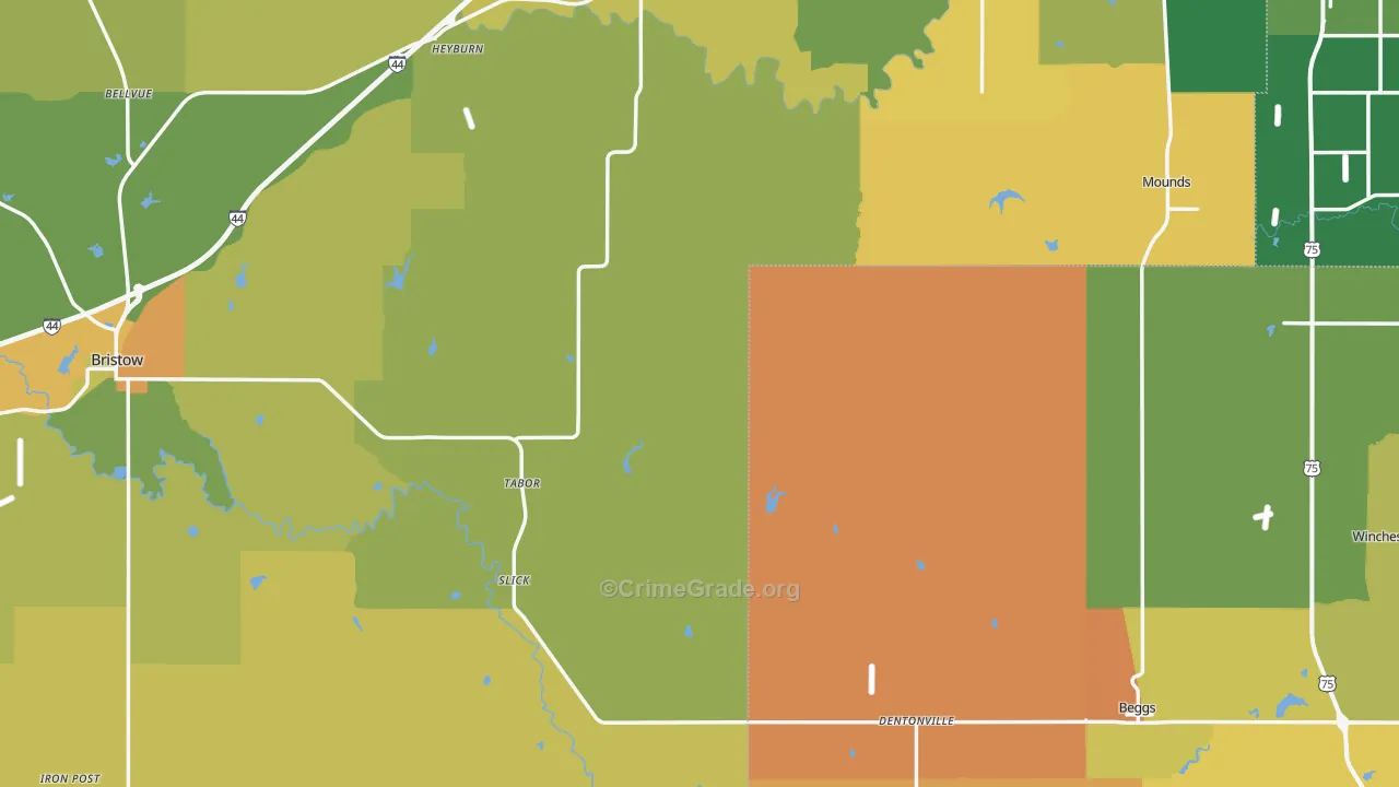 Slick, OK Map of Burglary Rates