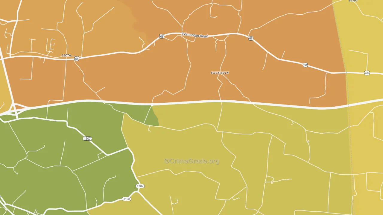 Slick Rock, KY Map of Burglary Rates