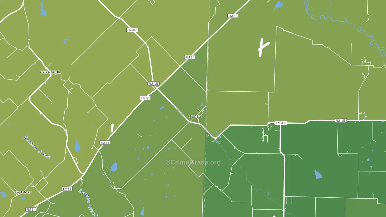 Slidell, TX Map of Burglary Rates