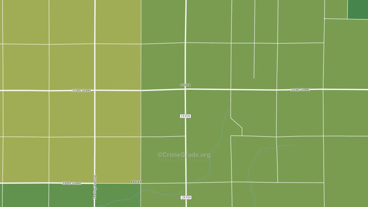 Slifer, IA Map of Burglary Rates