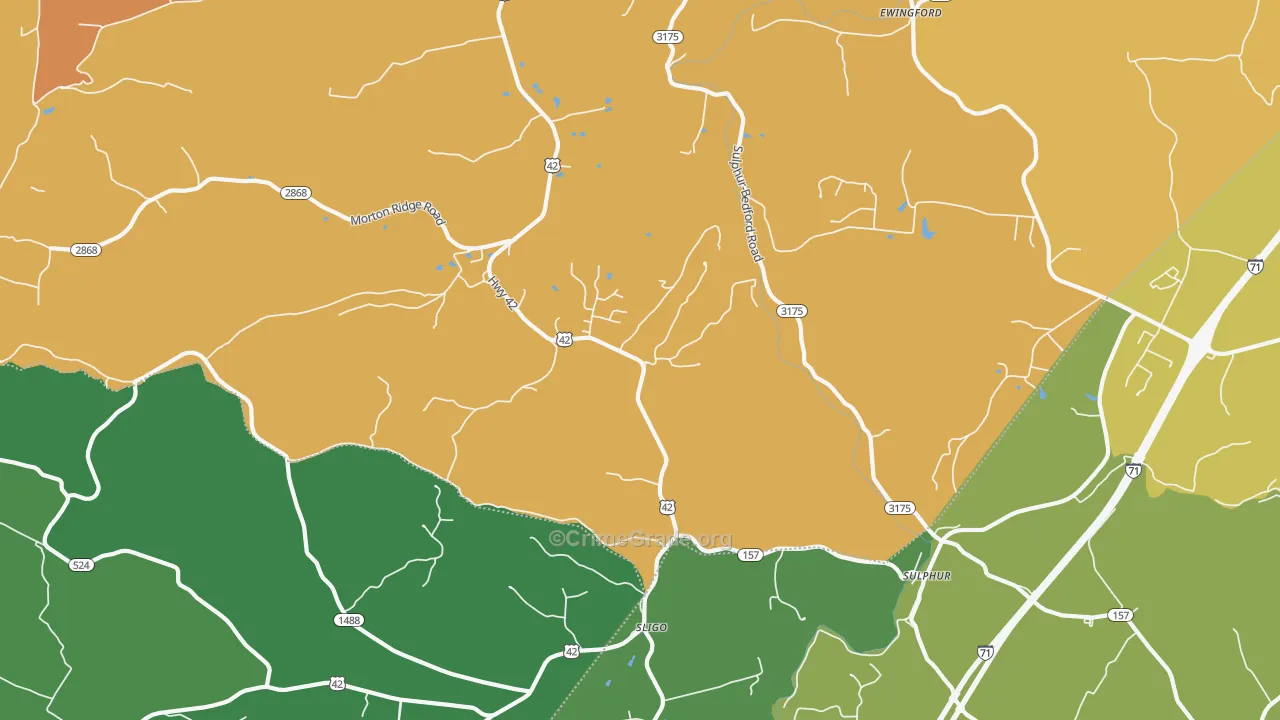 Sligo, KY Map of Burglary Rates