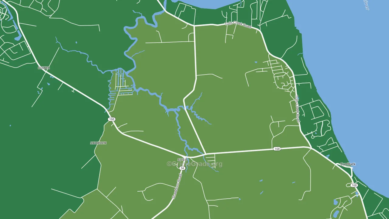 Sligo, NC Map of Burglary Rates