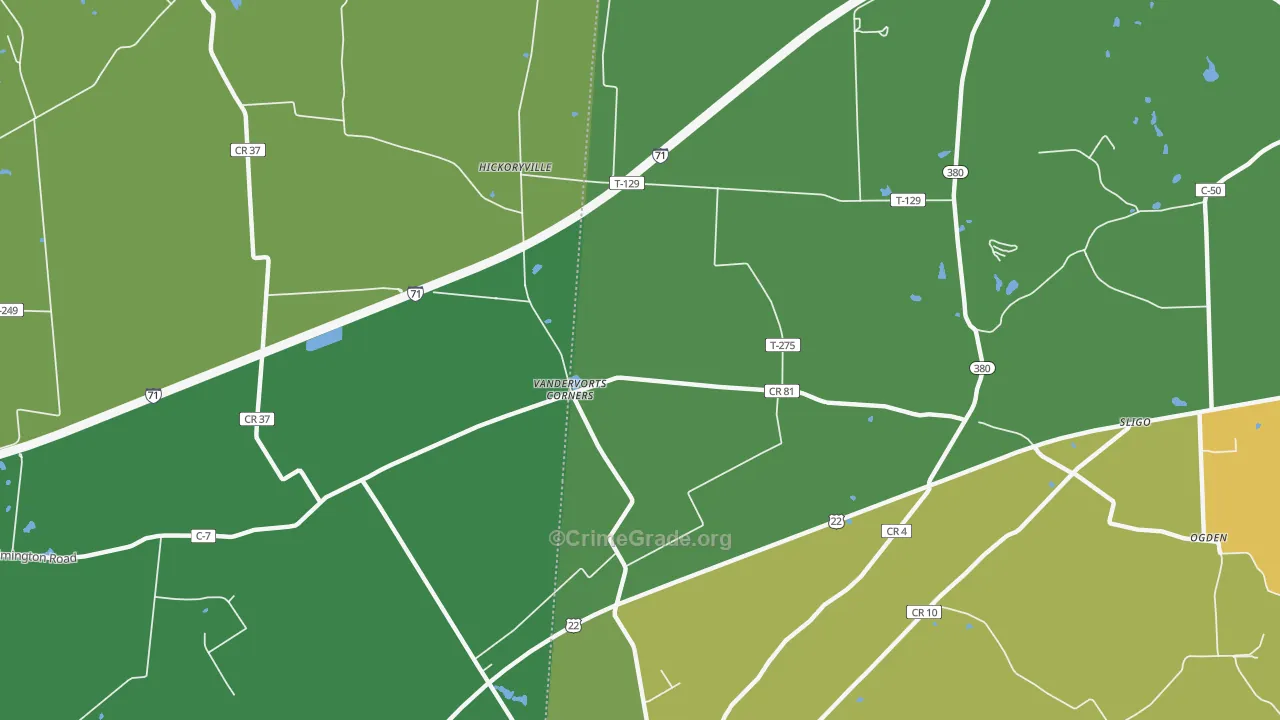 Sligo, OH Map of Burglary Rates