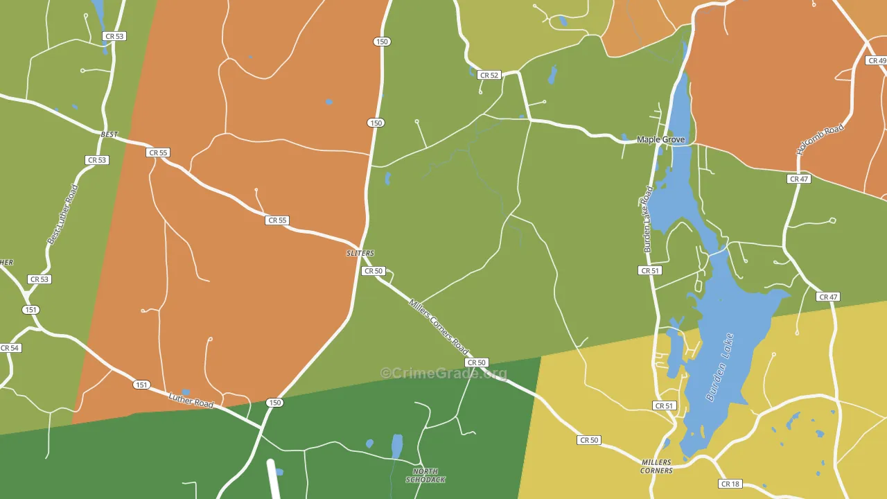 Sliters, NY Map of Burglary Rates