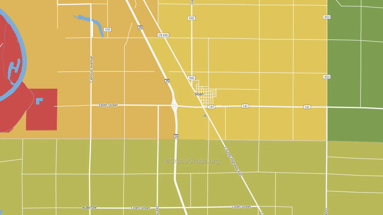 Sloan, IA Map of Burglary Rates