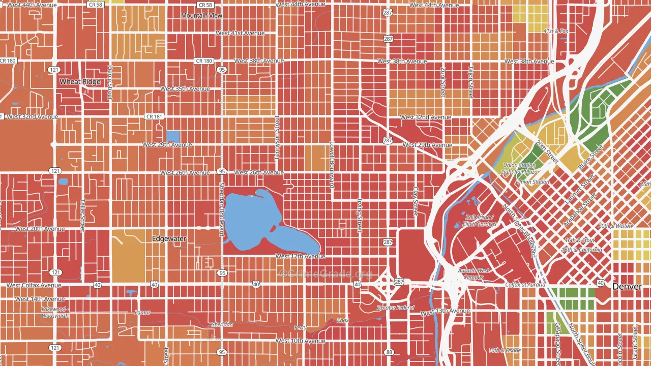 Sloan Lake, Denver, CO Map of Burglary Rates