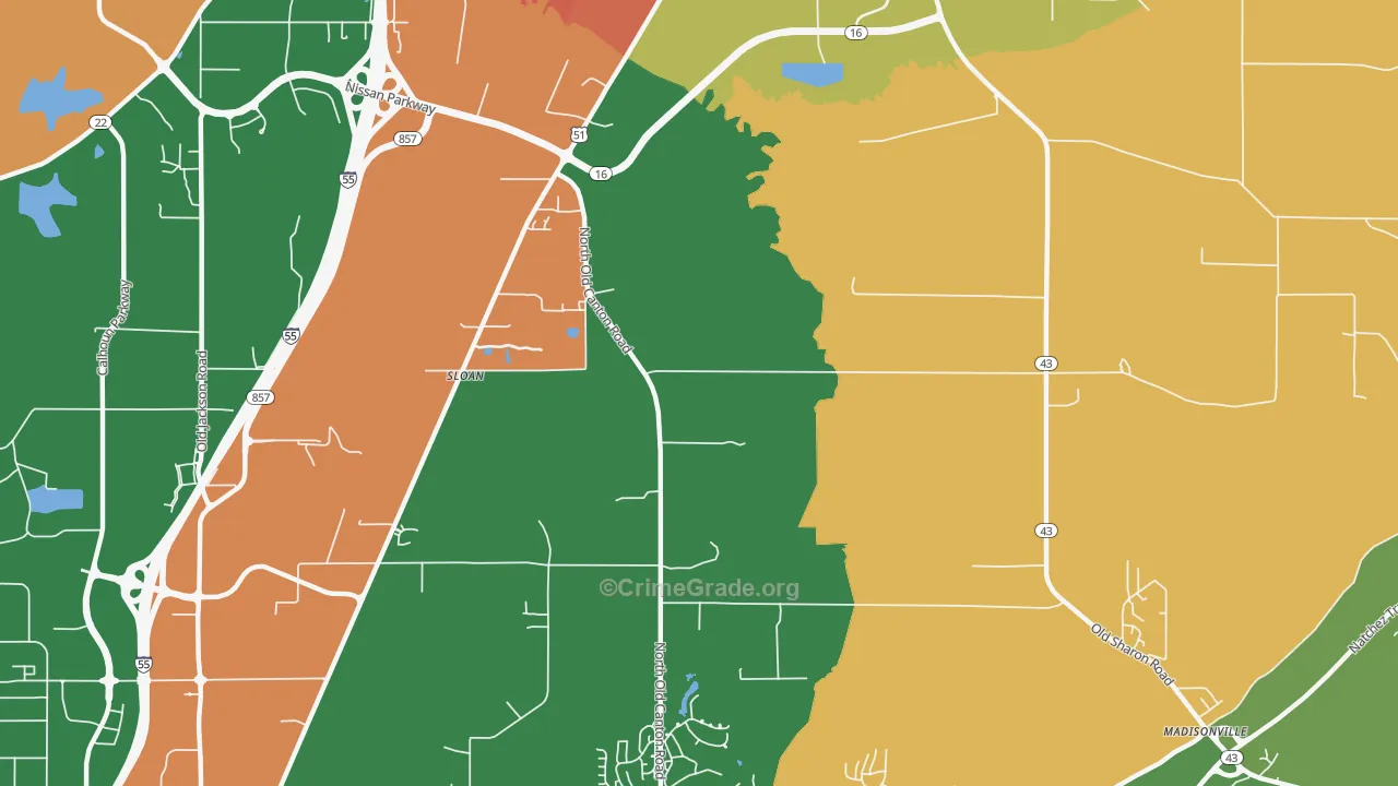 Sloan, MS Map of Burglary Rates
