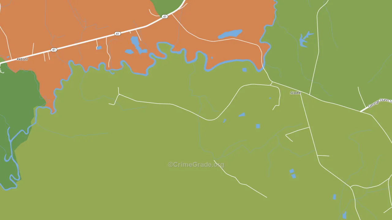 Sloan, NC Map of Burglary Rates
