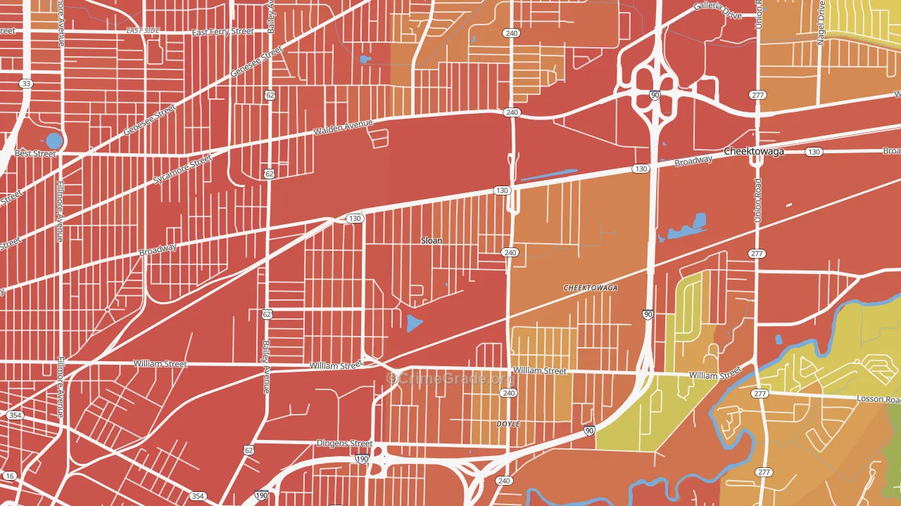 Sloan, NY Map of Burglary Rates