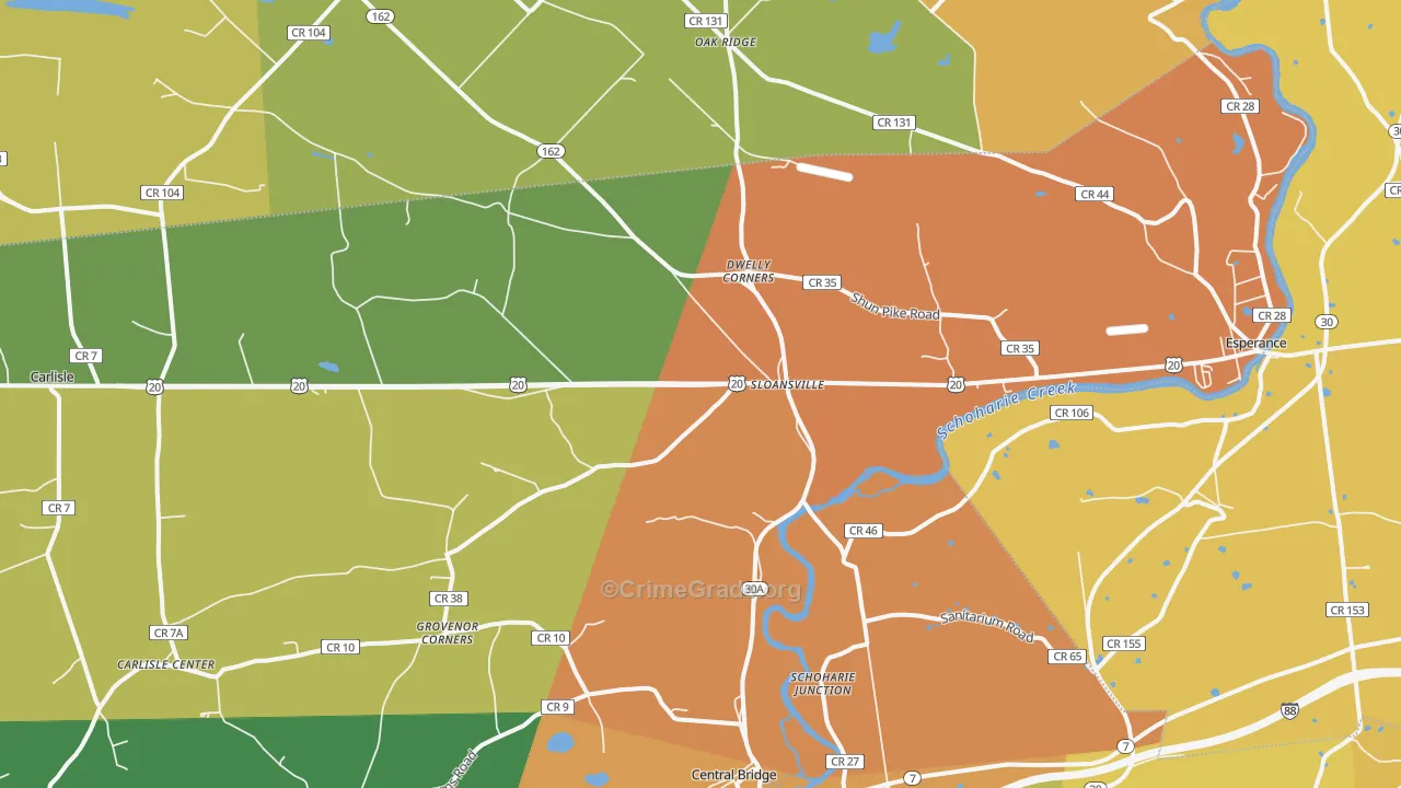 Sloansville, NY Map of Burglary Rates