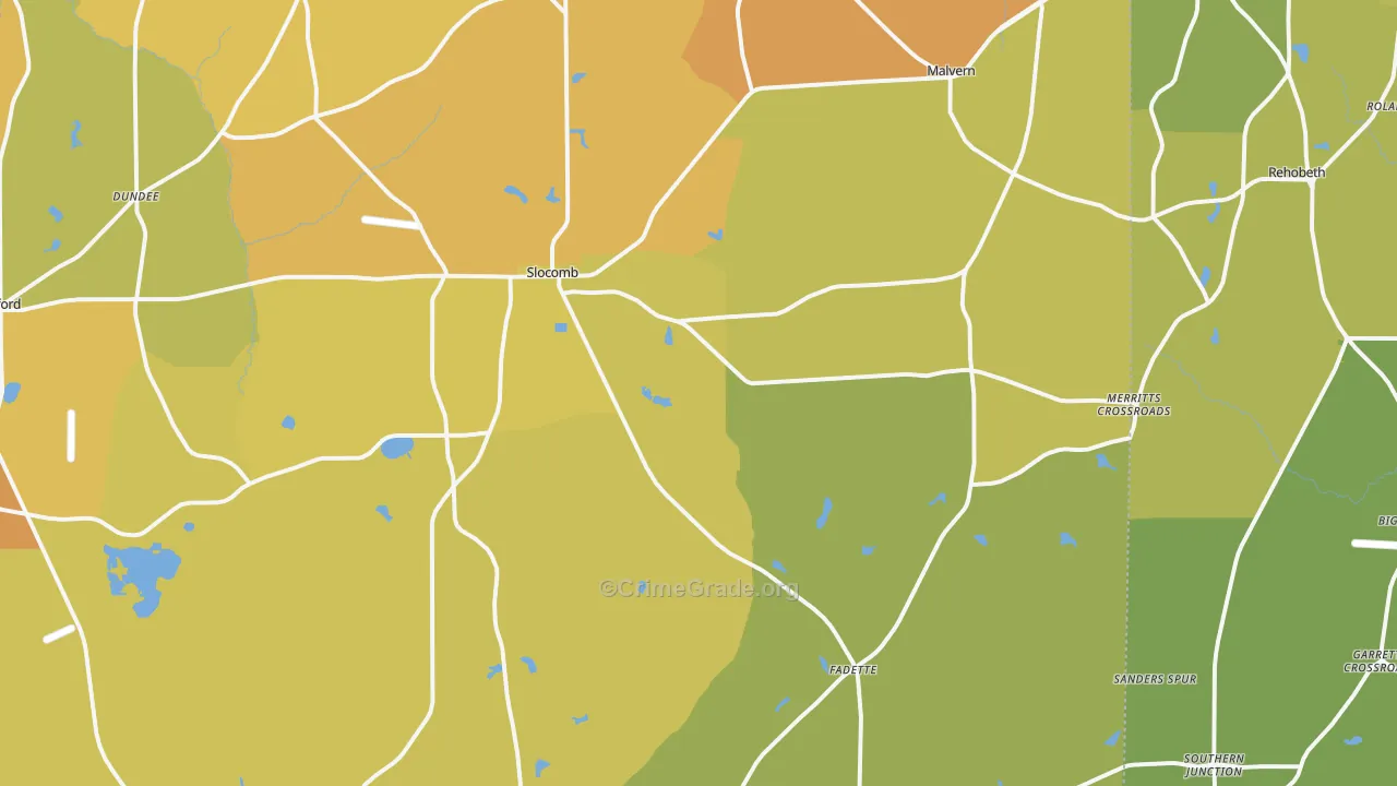 Slocomb, AL Map of Burglary Rates