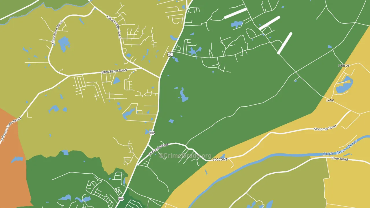 Slocomb, NC Map of Burglary Rates