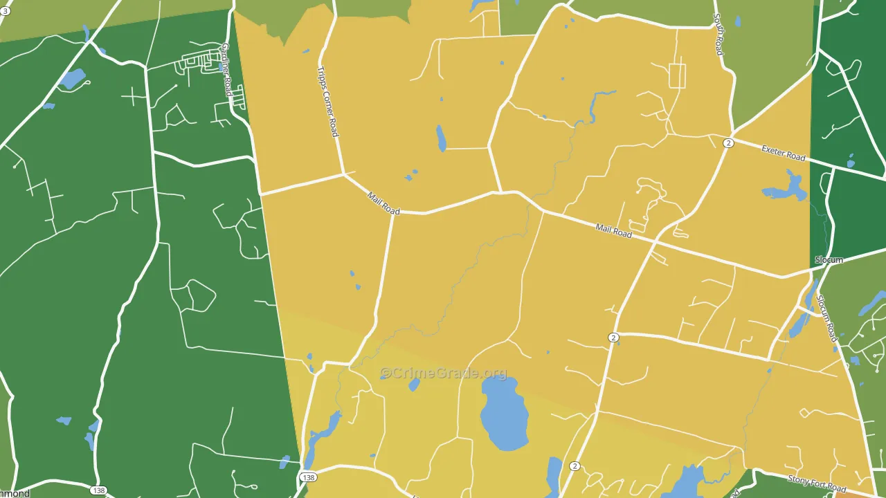 Slocum, RI Map of Burglary Rates