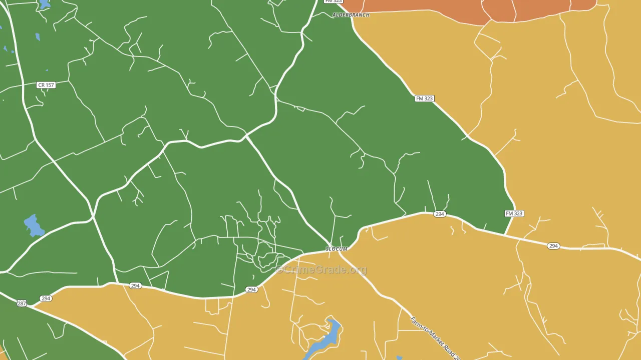 Slocum, TX Map of Burglary Rates