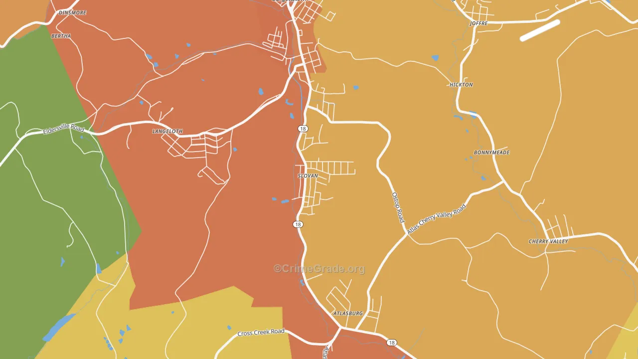 Slovan, PA Map of Burglary Rates