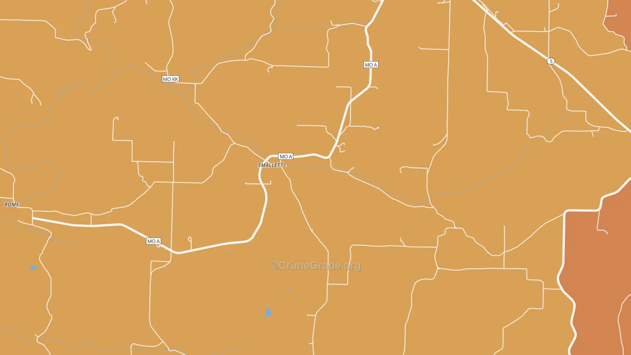Smallett, MO Map of Burglary Rates