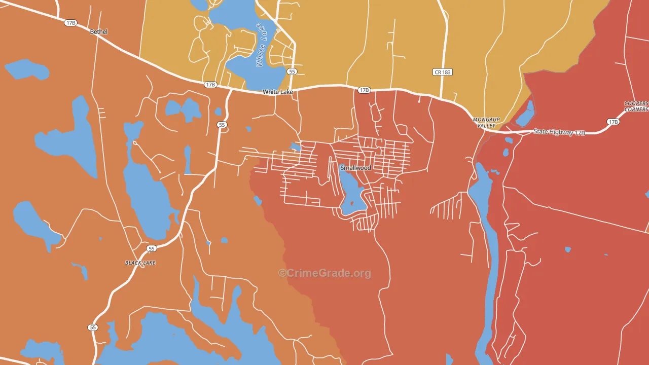 Smallwood, NY Map of Burglary Rates