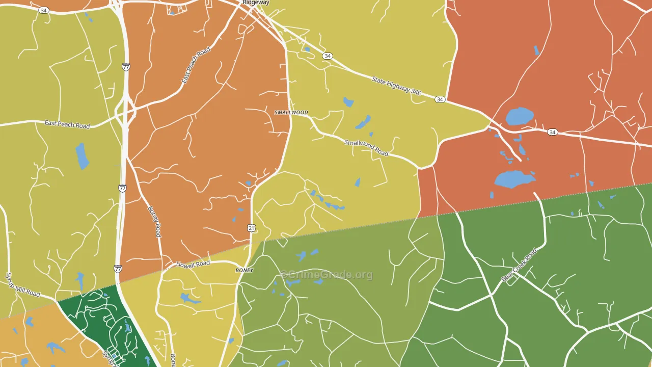 Smallwood, SC Map of Burglary Rates