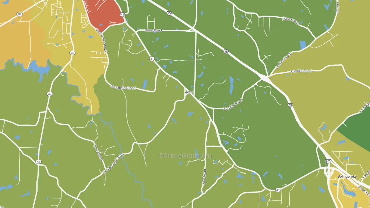 Smarr, GA Map of Burglary Rates