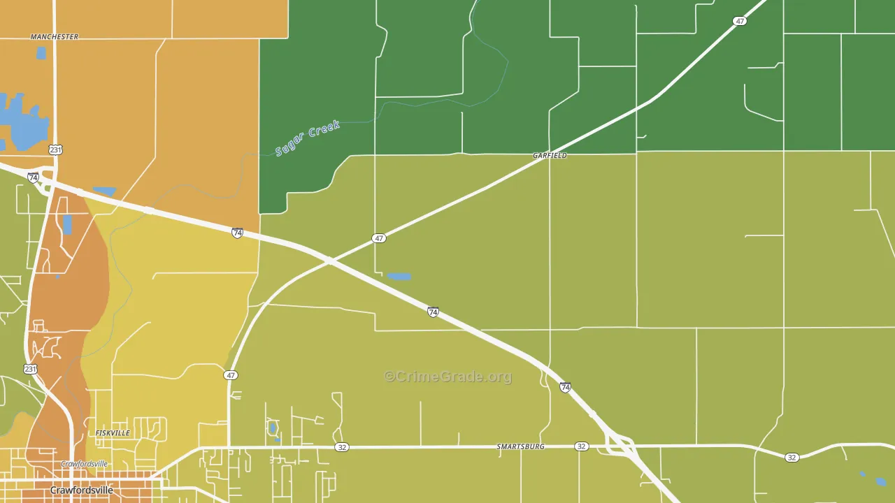 Smartsburg, IN Map of Burglary Rates