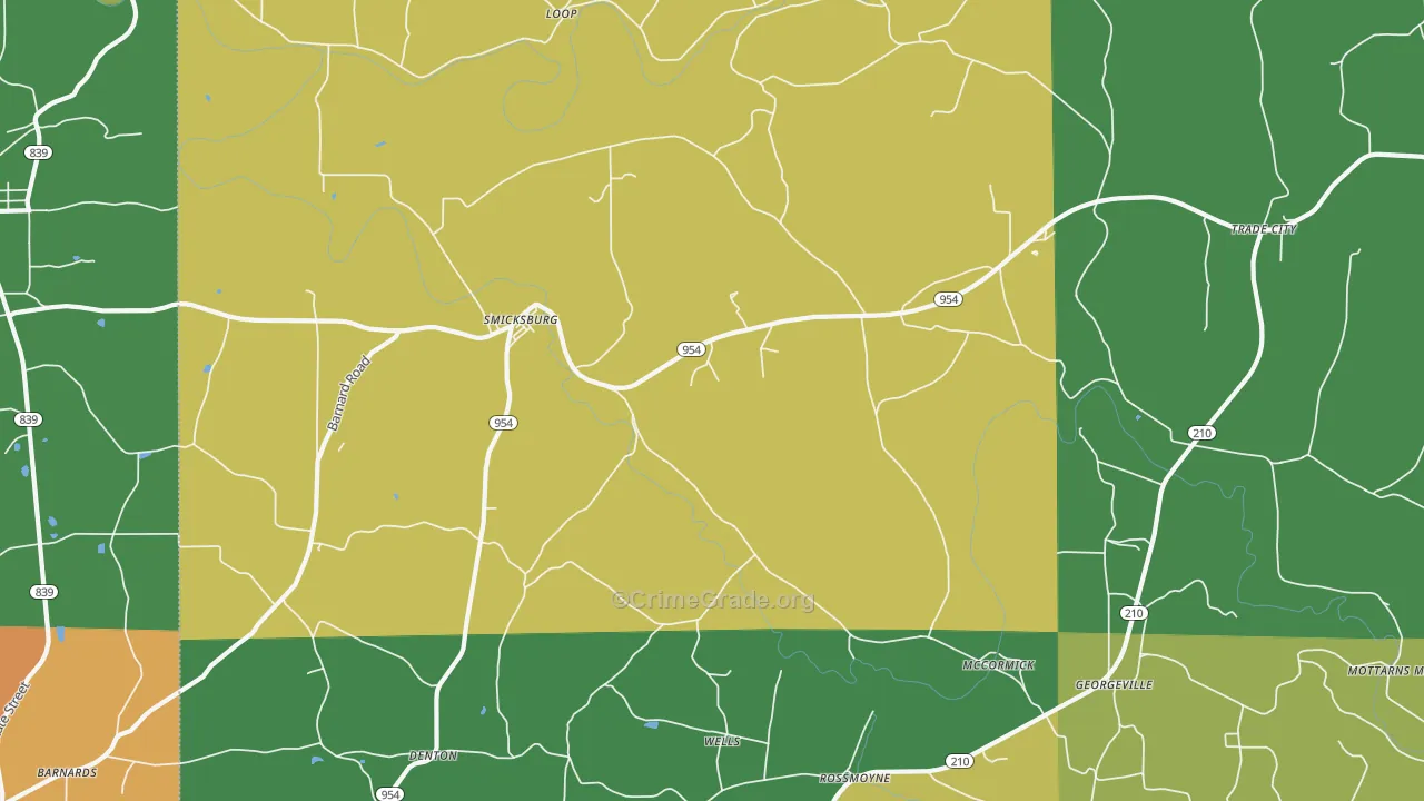 Smicksburg, PA Map of Burglary Rates