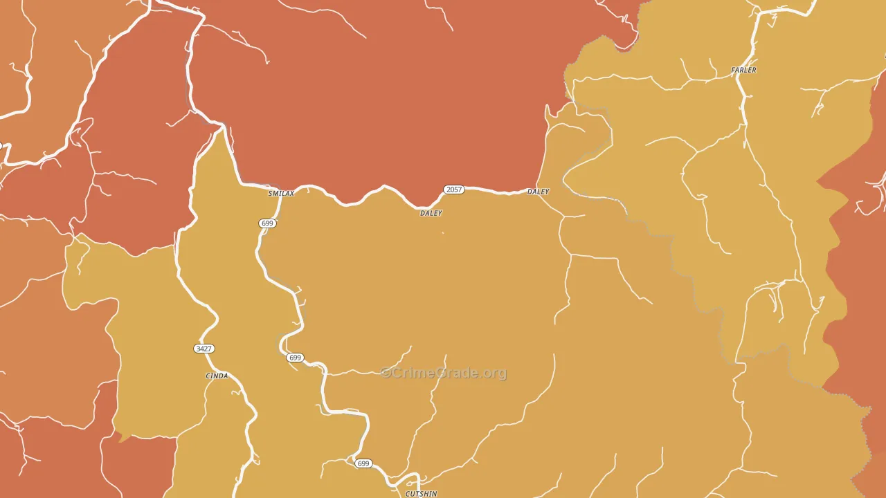 Smilax, KY Map of Burglary Rates