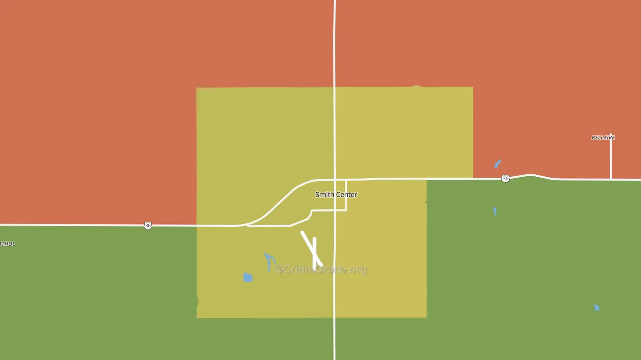 Smith Center, KS Map of Burglary Rates