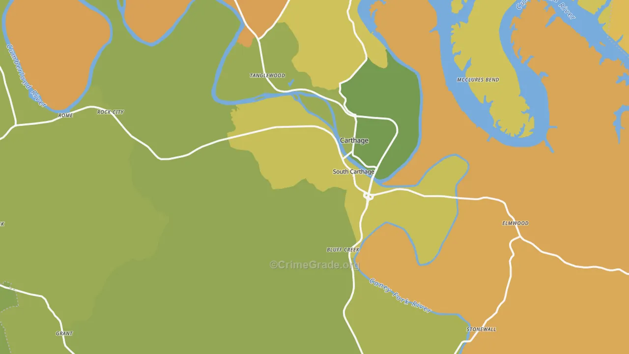 Smith County, TN Map of Burglary Rates